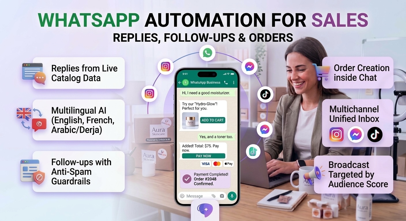 Unifunl WhatsApp automation replying, following up and taking the order inside the chat